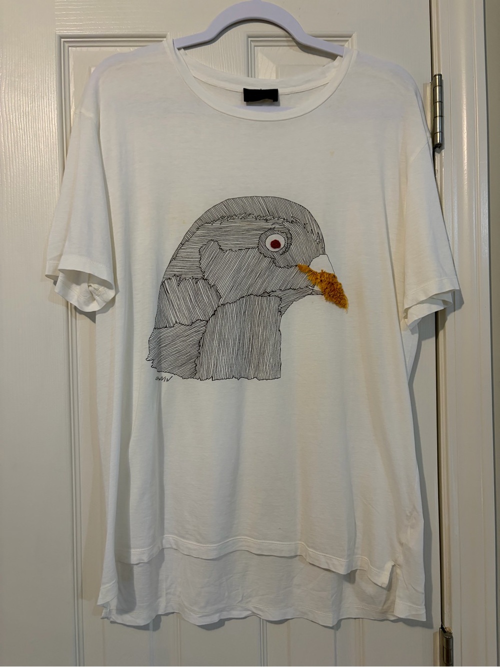 Lanvin Vintage White Graphic T-Shirt with Bird Motif L